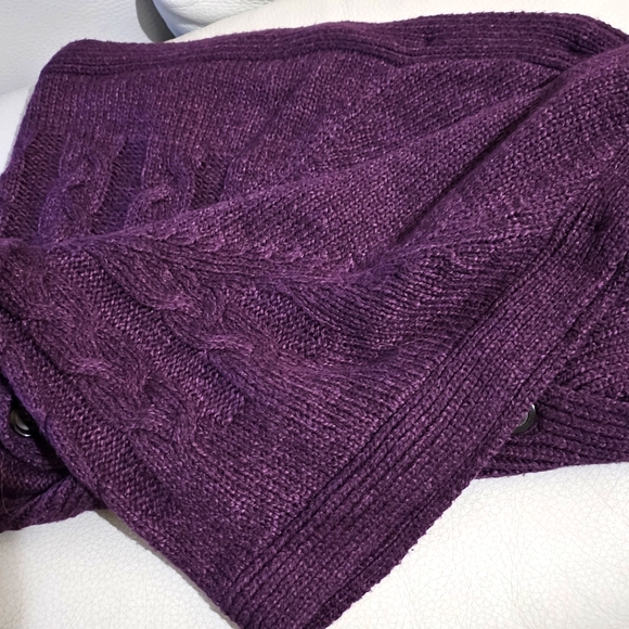 Old Navy Womens Purple Sweater Poncho Size XXL Cable Knit Button Sides Cardigan - Picture 5 of 10